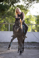 Fototapeta premium riding girl and horse