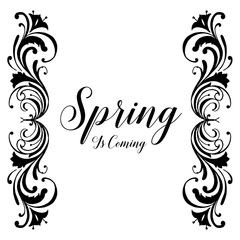 Spring is coming floral frame hand draw vector illustrartion