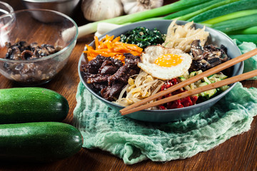 Bibimbap - rice with beef and vegetables