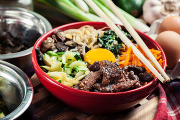 Bibimbap - rice with beef and vegetables