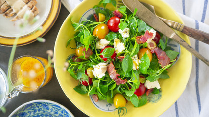 Knife and Fork on watercress salad dish/OLYMPUS DIGITAL CAMERA