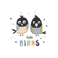 Card with two cute birds