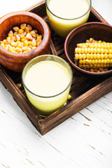 Corn milk in glass