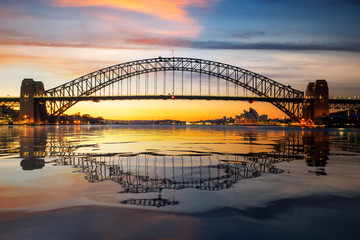 Panorama van de haven en de brug van Sydney