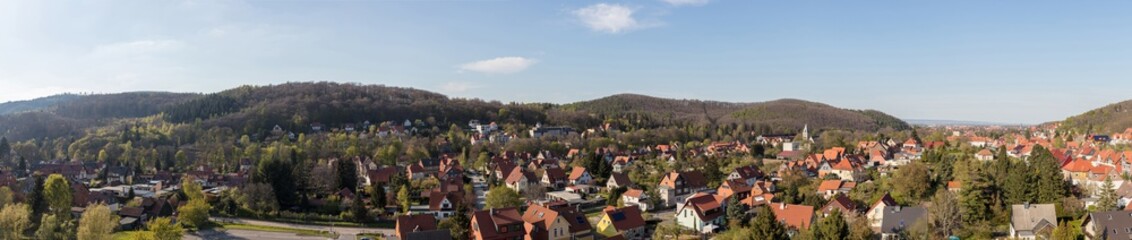 Fototapeta na wymiar Panorama der Stadt Wernigerode im Harz Gebirge