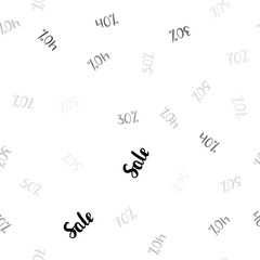 Light Gray vector seamless texture with selling prices 30, 40, 50, 70 %.