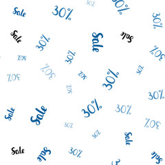 Dark BLUE vector seamless background with 30% signs of sales.