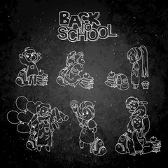 Collection of school cartoon children.