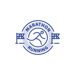 Marathon event, running logo, sports challenge, vector line icon