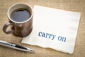 carry on - text on napkin