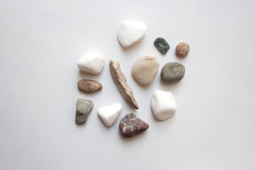 Mediterranean sea stones collection isolated on white background