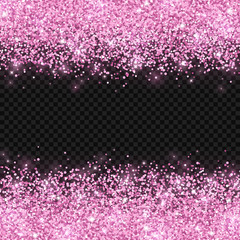 Obraz premium Pink glitter on dark transparent background. Vector