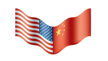 usa and China flags. Vector illustration on white background