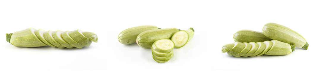 Courgettes on a white background. Courgettes are fresh and delicious.