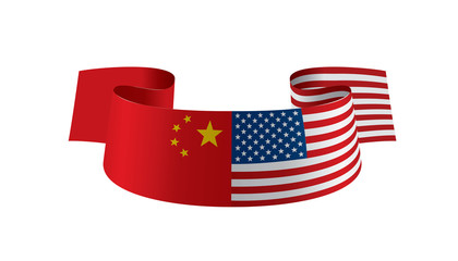 Fototapeta na wymiar usa and China flags. Vector illustration on white background