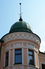 Fototapeta na wymiar Bay window. Old beautiful house in Vyborg, Russia