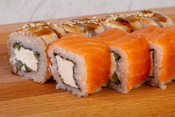 Philadelphia roll with salmon, eel