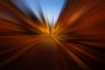 Obraz premium Abstract colorful zooming background. City and car moving lights