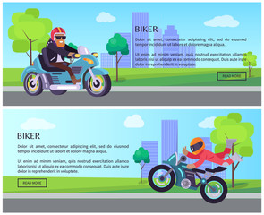 Biker Vector Web Pages Design with Push Buttons