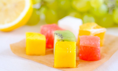 Fruit platter of cutting fruit and grapes