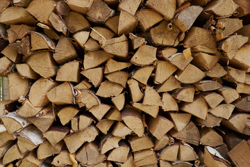 firewood birch chipped fireplace warm village cottage