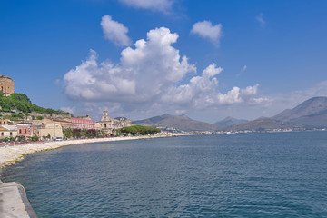 Fototapeta premium View of the small beautiful Italian resort town on the seashore