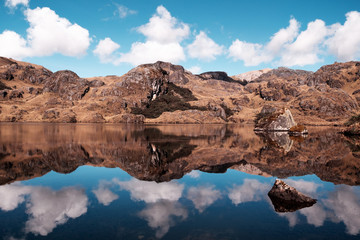 Mountains are reflected in the water