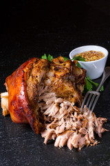 crispy fried Bavarian pork knuckle with soft meat