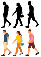 silhouette of people walking
