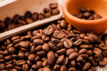 Closeup of coffee beans background