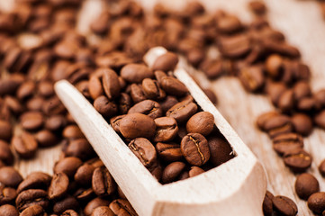 Closeup of coffee beans background