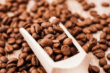Closeup of coffee beans background