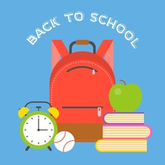 school Bag icon and school supplies , flat design back to school theme