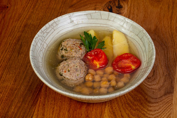 Kofta soup with meat