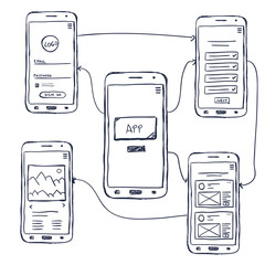 UI mobile app wireframe doodle