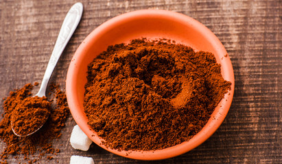 Background of ground coffee texture