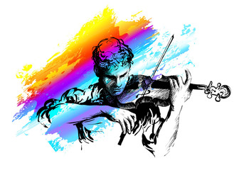 Violin player. Hand-drawn vector illustration