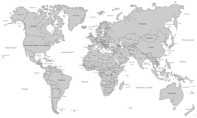 Deurstickers World Map - High Detailed Vector (Beschriftung Deutsch) © ii-graphics