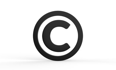 Obraz premium 3D copyright symbol on isolated white background, 3d illustration