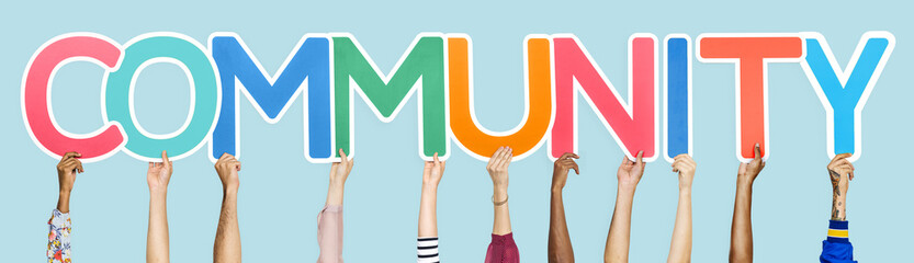 Colorful letters forming the word community