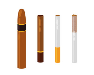 Cigar, cigarette, cigarilla, roll with tobacco in form of powder.