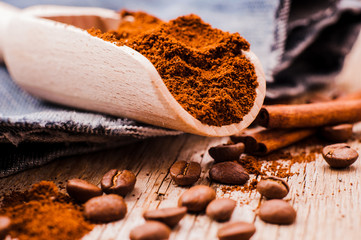 Aromatic coffee beans. Closeup