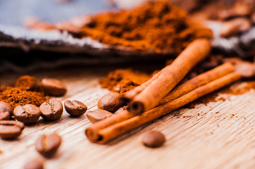 Aromatic coffee beans. Closeup