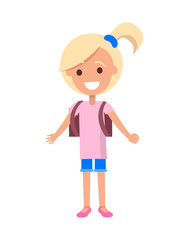 Joyful Blonde Girl Isolated Illustration