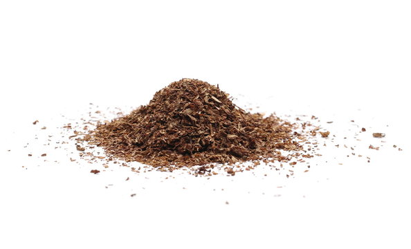 Tobacco pile isolated on white background, side view