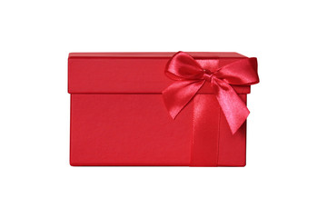 closed red gift box on a white background