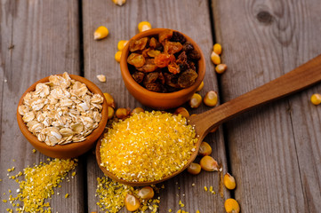 Dry oat flakes oatmeal