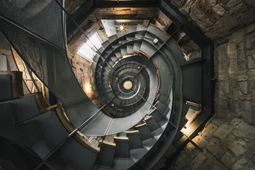 Zelfklevend Fotobehang Spiral staircase in The Lighthouse, Glasgow © Gert