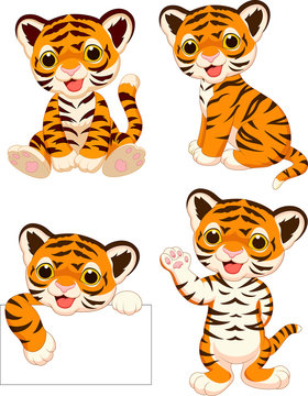 Cartoon baby tigers collection set