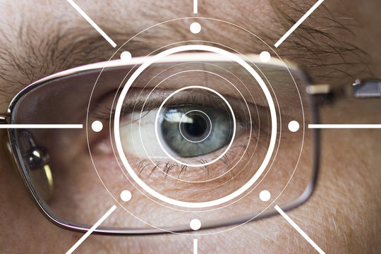Eye monitoring virtual reality health digital in the medical network.